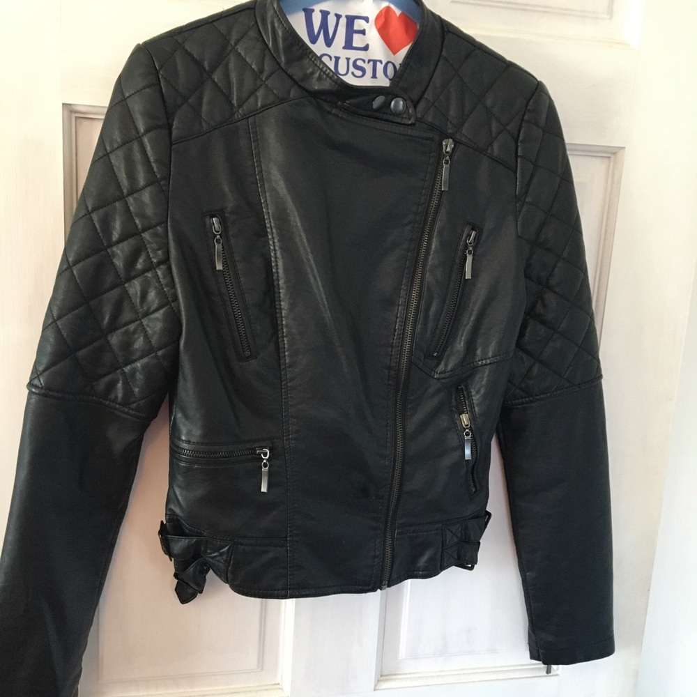 XS-S Faux leather motorcycle  jacket
